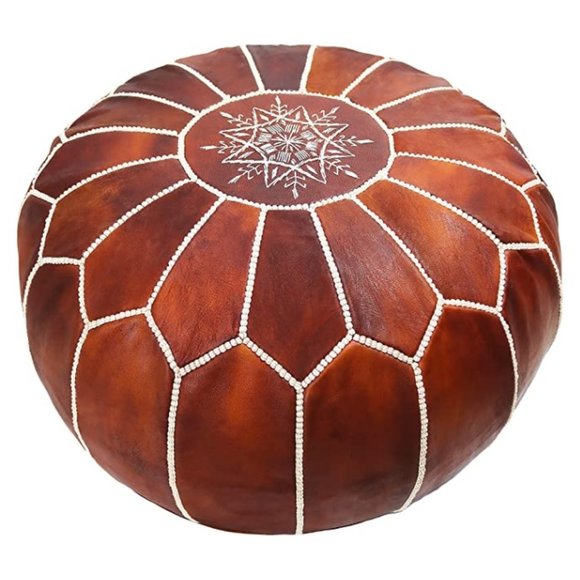 Marrakesh Gallery Other - Moroccan Leather Pouf Boho Ottoman - Unstuffed
